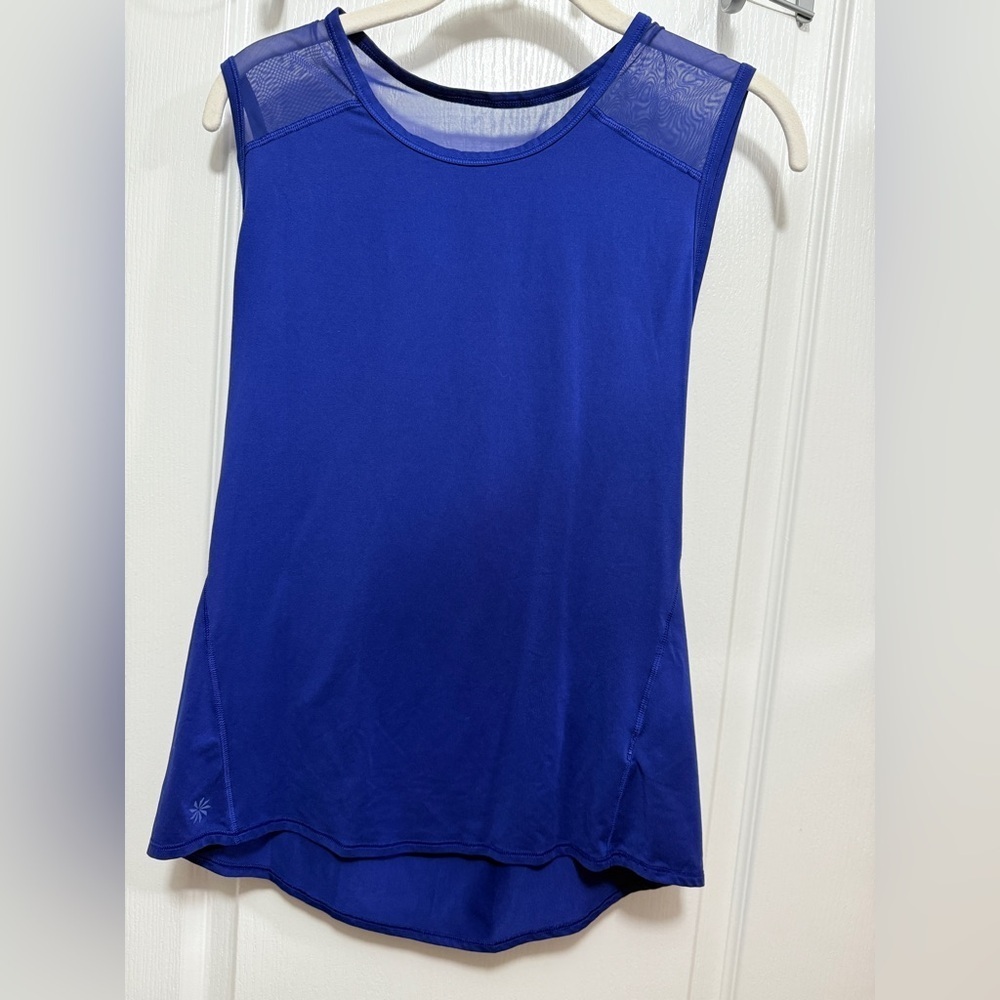 Athleta Mesh-back Muscle Tee women’s XS royal blue athleisure Gorpcore tank top‎
